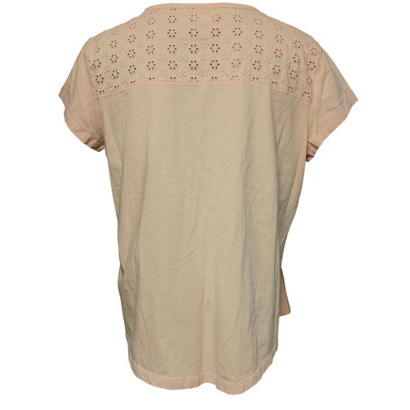 Croft & Barrow Women's Light Pink Eyelet Laced Short Sleeve Top Large - Picture 2 of 3
